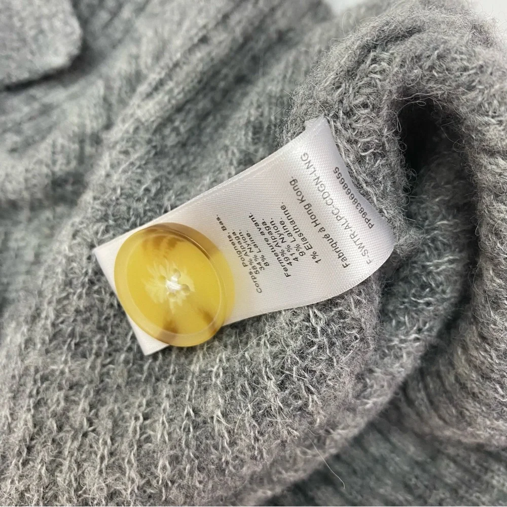 Everlane The Oversized Alpaca Pocket Cardigan Sweater Heathered Stone Grey